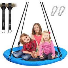 700lb Capacity Outdoor Saucer Swing w/ Straps – Blue