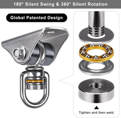 2 Pack Silent Swing Hanger Heavy Duty Stainless Steel Swing Hook with Swivel Bea