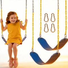 DECORLIFE 2 Pack Swing Seats with Coated Chains Snap Hooks Blue 330lb Capacity