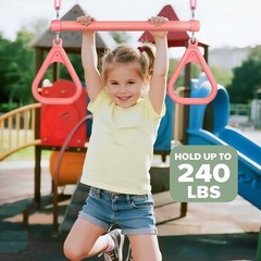 17″ Trapeze Bar Swing Set Gym Rings 47″ Heavy Duty Chain Swing Set Accessorie…