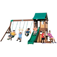 Residential Wood Playset with 2 Swings and Slide Included