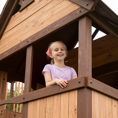 Skyfort III Cedar Swing Set with Tube Slide