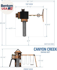 Canyon Creek Cedar Wood Swing Set with Wave Slide, Clubhouse, Play Kitchen, Picn