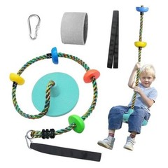 Tree Swing for Kids Backyard Single Disc Rope Seat for Tree Indoor Outdoor Cyan
