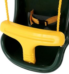 Gorilla Playsets High Back Plastic Infant Swing with Yellow T Bar & Rope, Green