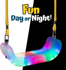 Firefly LED Light Up Swing Seat with Adjustable Rope and Chain. 24 Lights Illumi