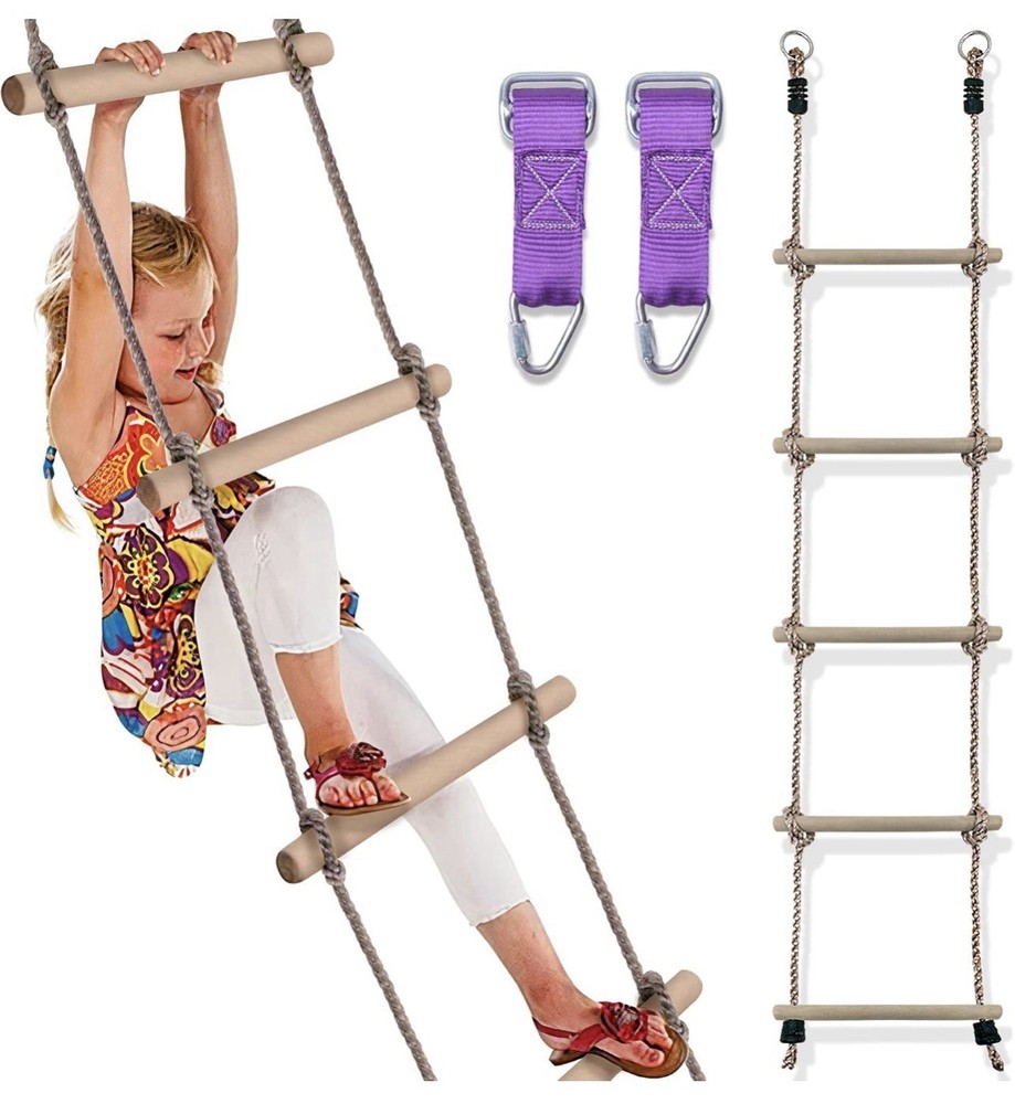 Wooden Rope Ladder for Kids – Playset Ladder for Ninja Warrior Obstacle Course