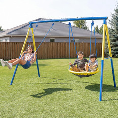 My 1St Swing & Saucer Outdoor Playset for Backyard, Belt Swing & 32″ Saucer Swin