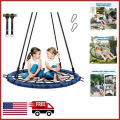Blue Spider Web Swing for Tree with 2 Straps, 40″ Diameter, Easy to Assemble