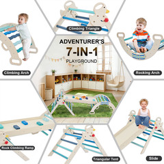 9 in 1 Wooden Indoor Climbing Set Toddler Montessori Climber Arch Ramp Ladder Fo