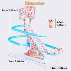 Pig Slide Toy Set, Automatic Stair-Climbing Pigs Escalator Race Track Set wit…