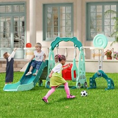 5 in 1 Toddler Slide and Swing Set, Indoor and Outdoor Kids Playset for Toddlers