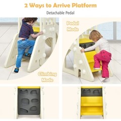 6-in-1 Slide Playset Toddler Climber Indoor Outdoor Gift Kids w/Basketball Hoop