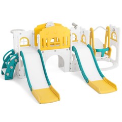 10IN1 Kids Double Slide+Swing Set Toddler Toys Playset Playground Indoor/Outdoor