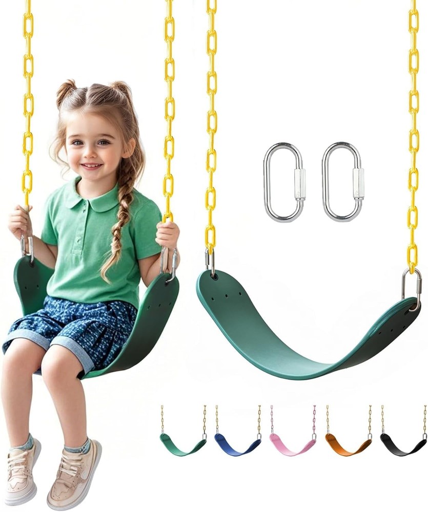 Heavy Duty Swing Seat, Kids Swing with 66″ Rust-Resistant Chains, Swing Set A…