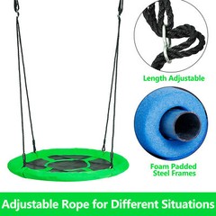 40” Saucer Spider Web Tree Swing Set for Children Outdoor Activity Green