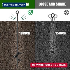 Chumia Earth Anchor Set 18 inch Metal Spiral Stakes for Trampoline & Canopy