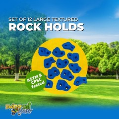 SWING SET STUFF TEXTURED ROCK HOLDS SET OF 12 MOUNTING HARDWARE BLUE climb 0013