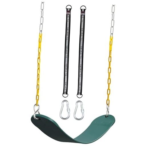 Outdoor Swings Seats with 66″ Rust-Resistant Heavy Duty Chain, Twin Green