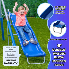 Super Surfer Metal Swing Playset with Slide, Skyflyer and Surfboard Swings, A…
