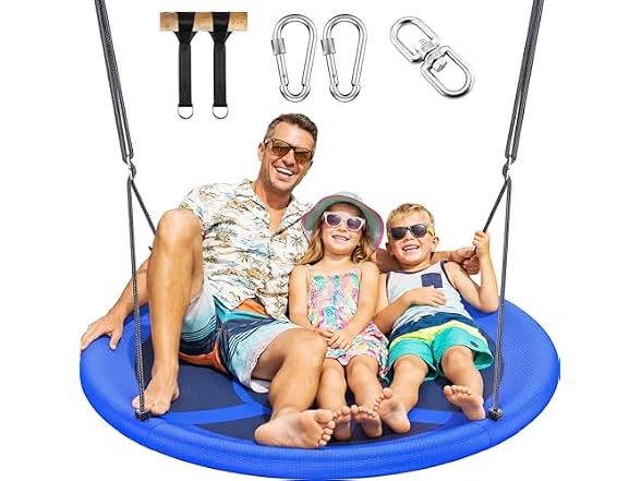 Everyfun 43″ Saucer Tree Swing for Kids Adult, Blue