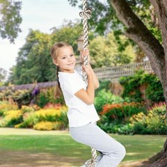 Climbing Rope for Kids, 8.2 FT Long with 4 Knotted Steps, Playground Grey