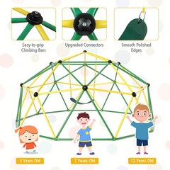Costway 10 FT Climbing Dome with Swing Outdoor Kids Play Jungle Gym