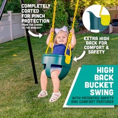 Premium High Back Full Bucket Toddler Swing Seat with Finger Grip, Green