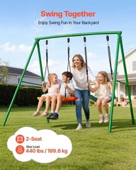 Heavy-Duty A-Frame Swing Set with Saucer & Belt Seats, 440lb Capacity