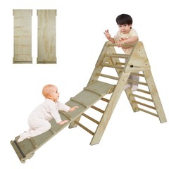 Fionafurn Pikler Triangle Ladder Foldable 2-in-1 Ramp Slide Natural Wood