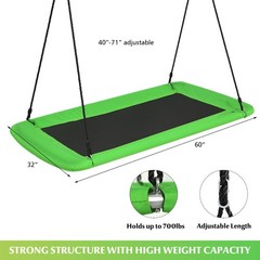 60″ Kids Giant Tree Rectangle Swing 700 lbs w/ Adjustable Hanging Ropes Green