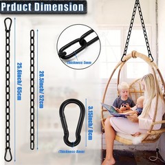 2 Pack Hanging Swing Chain with 4 Carabiners 25in, 660LB Capacity Heavy Duty …