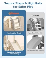 Toddler Slide for Kids,6-in-1 Indoor Outdoor Toddler Slides Cream&gray