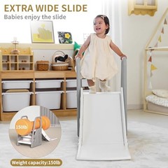 3 in 1 Toddler Large Play Climber Slide PlaySet with Extra Long Slipping Gray