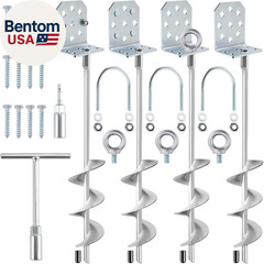 Swing Set Anchors 20″ – Heavy Duty Ground Anchors Screw in with L-Brackets & Dri