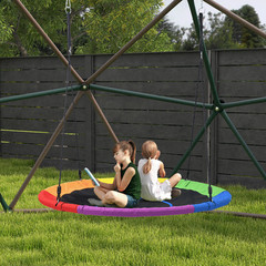 60″ Saucer Tree Swing 700LBS Round for Kids Adults w/ 2 Hanging Straps Rainbow