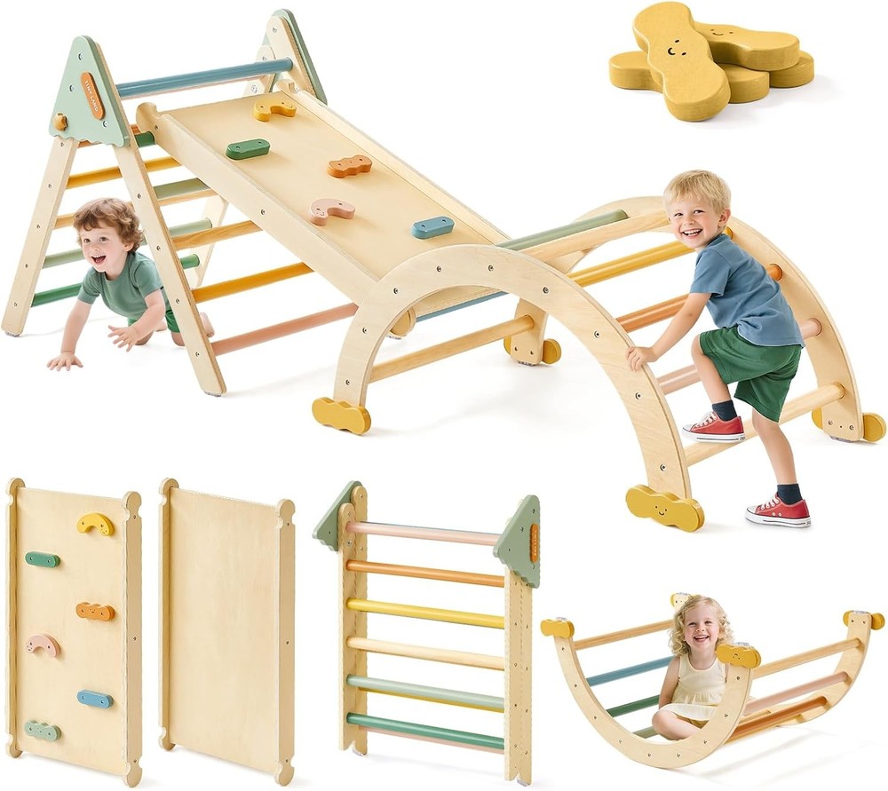 Tiny Land Pikler Triangle Set 7 in 1 Foldable Montessori