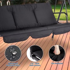 Porch Swing Chair with Adjustable Canopy for Adults 3-Seat Patio Glider Bench