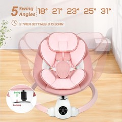 Uuoeebb Baby Swing for Infants, Portable Electric Swings with Pink