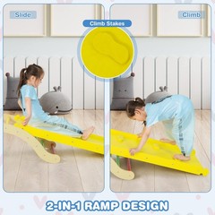 HONEY JOY Wooden Ladder Arch for Climbing, 3 in 1 Kids Climber Ladder & Rocker B