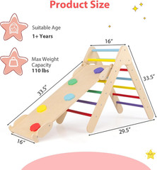 Pikler Triangle Set 3 in 1 Climbing Toys for Toddlers Wood Montessori Baby Jungl