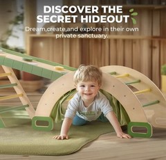 7 in 1 Pikler Triangle Set, Foldable Wooden Climbing Toys for Toddlers, Monte…