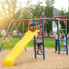 Lifetime 91022 Monkey Bar Adventure Swing Set Red Yellow Blue Outdoor Playground