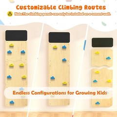 Wooden Climbing Wall, Kids Indoor Climbing Wall Panels with 12 Rock Holds, Mo…