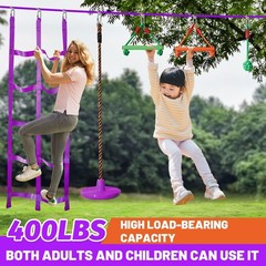 Ninja Warrior Obstacle Course for Kids-Slackline 52ft with 9 Accessries,Awing…