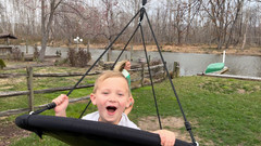 40″ Outdoor Saucer Swing with Tree Hang Kit, Adjustable Ropes & Swivel Spinner f