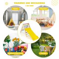 3-in-1 Wooden Climbing Triangle Set Adjustable Ramp Gift Kids With Sliding Board