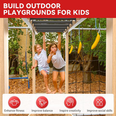 16.5 Inch Monkey Bars Kit Monkey Bar Ladder Rungs (Black, 12 Pcs) | Indoor Outdo