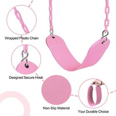 Pink Playground Swing Seat, Heavy Duty Chain Plastic Coated, Birthday Gift Set