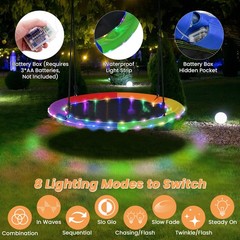 40″ Saucer Tree Swing 660 LBS for Kids Adults Outdoor w/LED Lights Rainbow Color